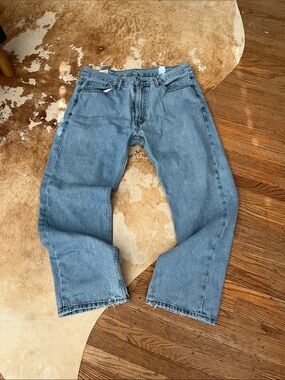 Levi’s 505 Relaxed Light Blue Men's Jeans - Casual Straight Fit. Distressed